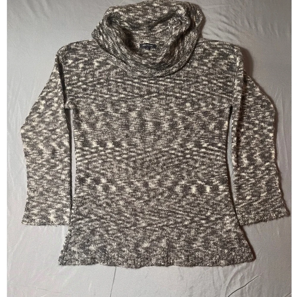 Anne Klein Gray Marled Mohair Blend Cowl Neck Sweater Women's L Soft Cozy‎ Knit